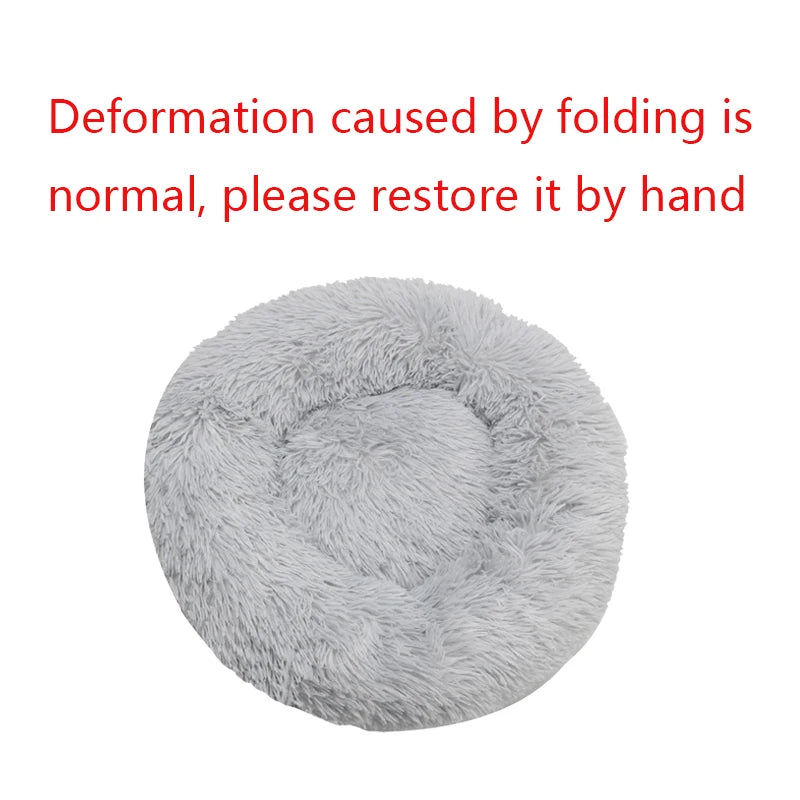 Washable Round Plush Dog Bed