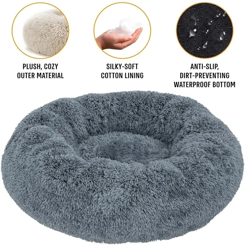 Washable Round Plush Dog Bed