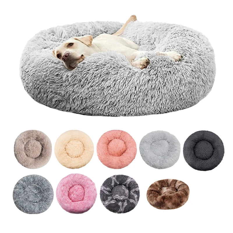 Washable Round Plush Dog Bed